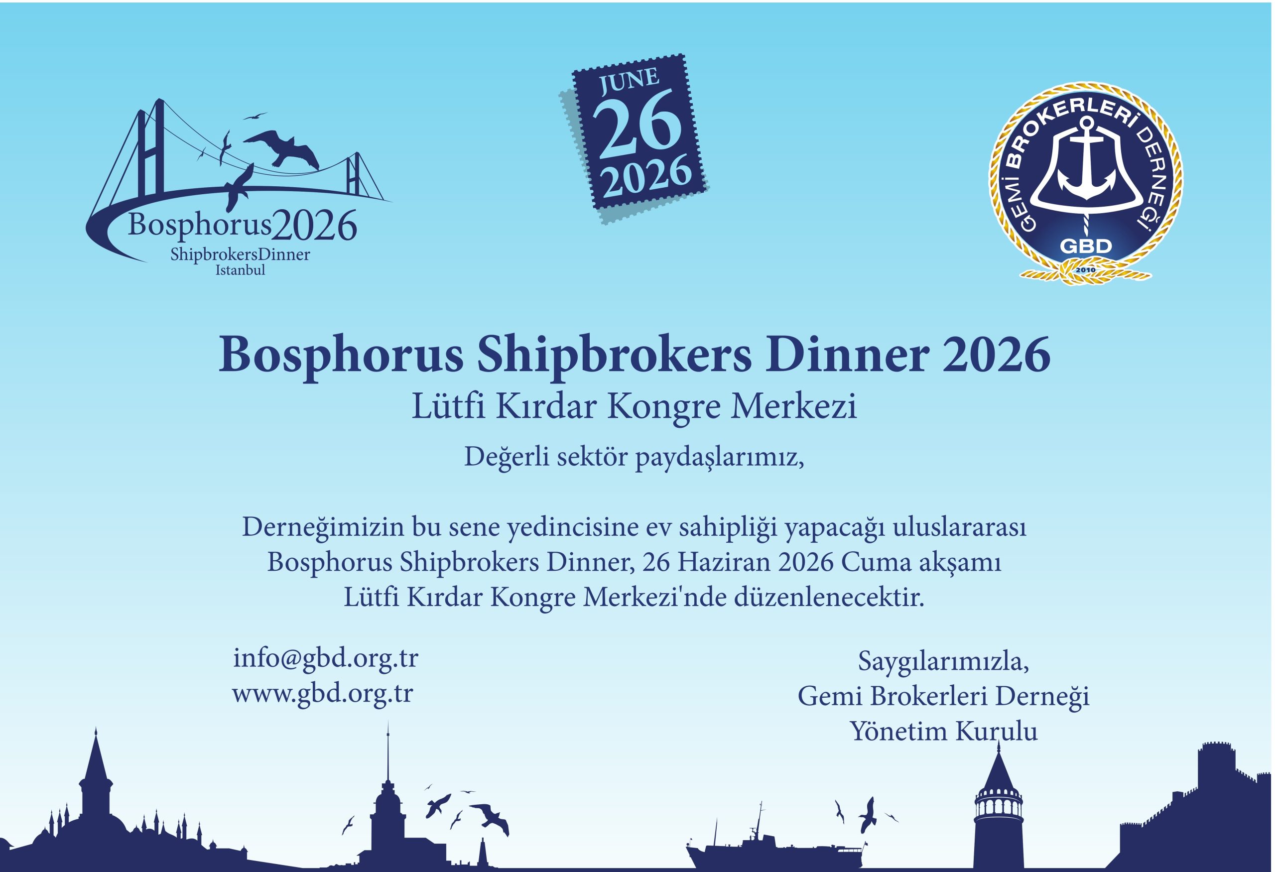 Gemi Brokerleri Derneği | BOSPHORUS SHIPBROKERS DINNER 2026